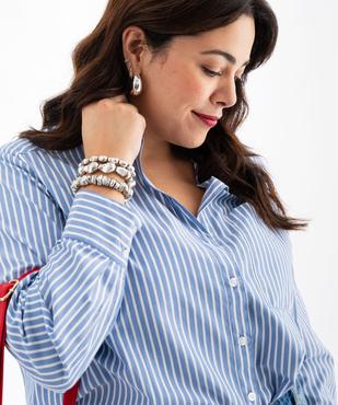 Chemise longue manches longues à rayures femme grande taille vue2 - GEMO (G TAILLE) - GEMO
