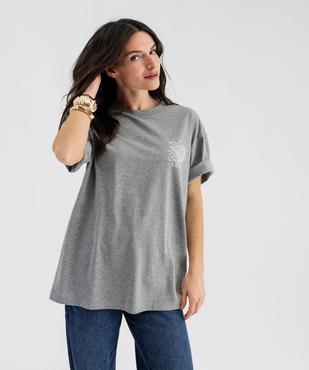 Haut de pyjama manches courtes imprimé devant et dos mixte vue4 - GEMO 4G FEMME - GEMO