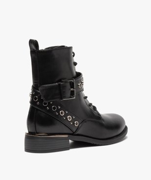 Boots femme à talon plat style godillots à bride fantaisie vue4 - GEMO (CASUAL) - GEMO