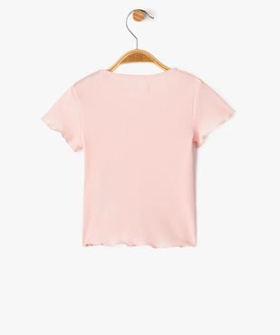 Tee-shirt à manches courtes en maille côtelée bébé fille vue3 - GEMO(BEBE DEBT) - GEMO