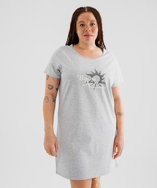 Chemise de nuit à manches courtes et col rond femme grande taille vue1 - GEMO 4G FEMME - GEMO