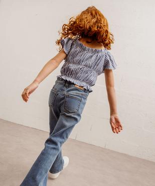 Blouse à manches courtes rayée à finitions froncées fille vue7 - GEMO 4G FILLE - GEMO