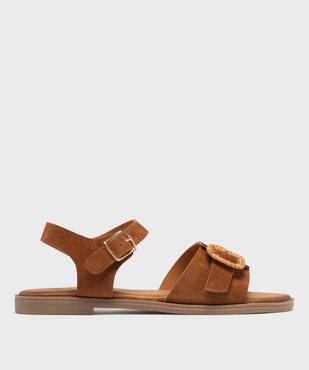 Sandales en cuir suédé à boucle fantaisie femme - Tanéo vue1 - TANEO - GEMO