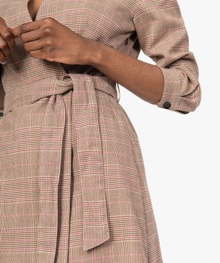 Robe femme portefeuille à motif Prince de Galles vue3 - GEMO(FEMME PAP) - GEMO