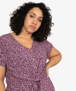Combishort femme grande taille fluide à imprimé fleuri vue2 - GEMO (G TAILLE) - GEMO