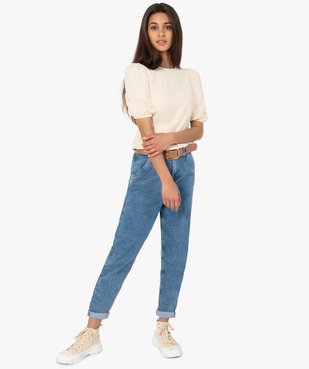 Tee-shirt femme en maille texturée à manches ballon vue6 - GEMO(FEMME PAP) - GEMO