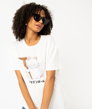 Tee-shirt femme coupe oversize avec motif chat - Dragon Ball vue5 - DRAGON BALL Z - GEMO