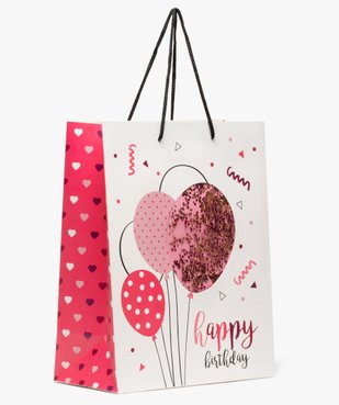 Sac cadeau fille pour anniversaire avec confettis pailletés vue1 - GEMO (ACCESS) - GEMO
