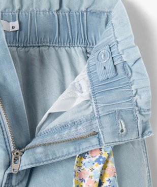Pantalon fille délavé avec ceinture fleurie amovible vue4 - GEMO 4G FILLE - GEMO