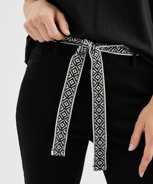 Pantacourt slim taille haute en coton stretch avec ceinture à nouer femme vue2 - GEMO 4G FEMME - GEMO