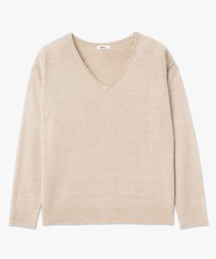 Pull à col V finitions roulottées femme vue4 - GEMO(FEMME PAP) - GEMO