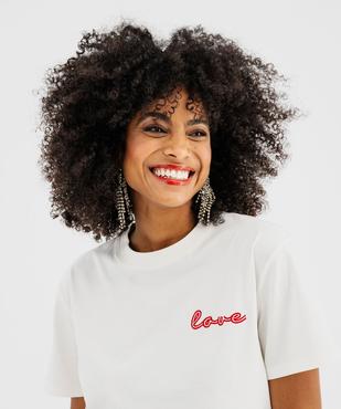 Tee-shirt manches courtes avec broderie Love femme vue2 - GEMO(FEMME PAP) - GEMO