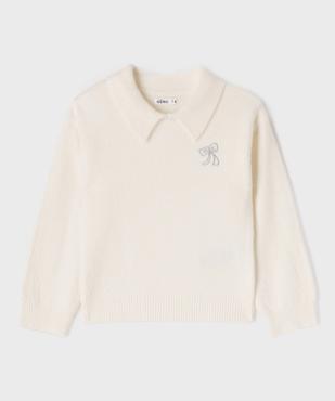 Pull à col chemise avec motif brodé fille vue1 - GEMO (ENFANT) - GEMO
