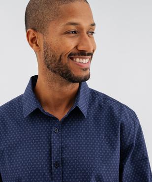Chemise manches longues en coton à micro motifs homme vue3 - GEMO (HOMME) - GEMO