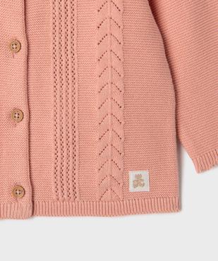 Gilet en coton avec bandes fantaisie bébé fille - LuluCastagnette vue3 - LULU CASTAGNETTE GEMO FOR GOOD - GEMO