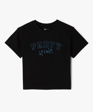 Tee-shirt manches courtes coupe crop top à paillettes fille vue1 - GEMO 4G FILLE - GEMO