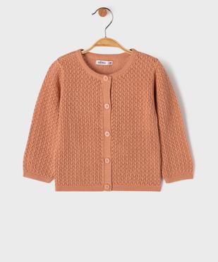 Gilet en coton ajouré bébé fille vue1 - GEMO(BEBE DEBT) - GEMO