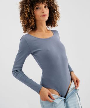 Body à manches longues en maille côtelée femme vue2 - GEMO 4G FEMME - GEMO