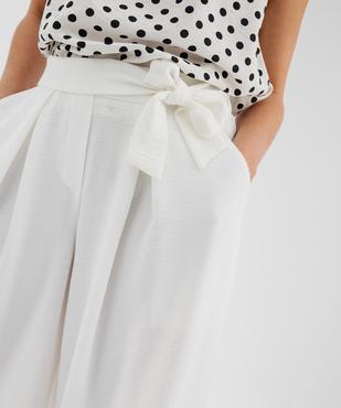 Pantalon large et fluide à taille élastiquée et liens à nouer femme vue3 - GEMO 4G FEMME - GEMO