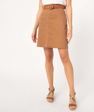 Jupe femme droite en toile denim vue1 - GEMO 4G FEMME - GEMO