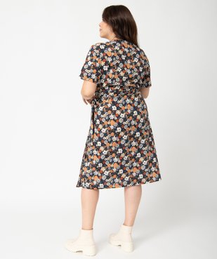 Robe femme grande taille coupe portefeuille fleurie vue3 - GEMO (G TAILLE) - GEMO