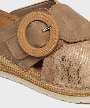 Mules à talon compensé et larges brides fantaisie femme vue6 - EMILIA ROSA - GEMO