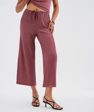 Pantalon ample en matière texturée avec ceinture élastique femme vue1 - GEMO 4G FEMME - GEMO