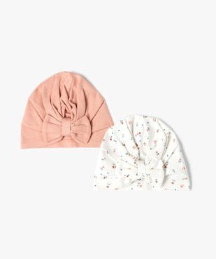 Bonnet de naissance avec noeud bébé fille (lot de 2) vue1 - GEMO(BB COUCHE) - GEMO