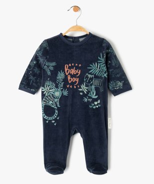 Pyjama bébé pont-dos en velours imprimé tropical - Petit Béguin vue1 - PETIT BEGUIN - GEMO