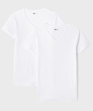 Tee-shirt manches courtes et col V en coton biologique homme (lot de 2) vue1 - GEMO 4G HOMME - GEMO