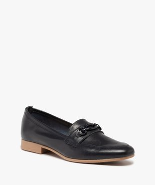 Mocassins femme à talon plat dessus cuir uni - Tanéo vue2 - TANEO - GEMO