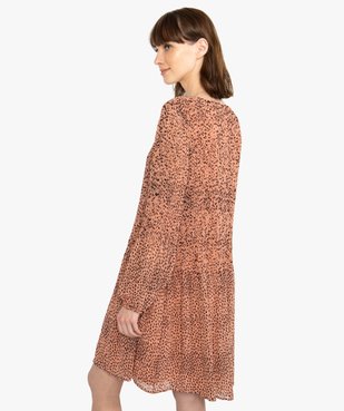 Robe femme en voile plissé à manches longues vue3 - GEMO(FEMME PAP) - GEMO