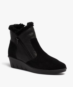Boots femme confort unies à talon et doublure chaude vue2 - GEMO (CONFORT) - GEMO