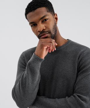 Pull col rond en coton uni homme vue4 - GEMO (HOMME) - GEMO
