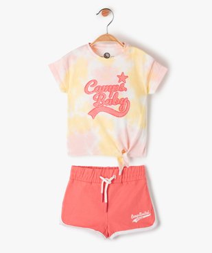 Ensemble bébé fille 2 pièces : short + tee-shirt die-and-dye - Camps United vue1 - CAMPS UNITED - GEMO