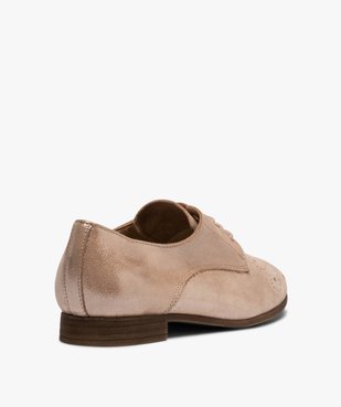 Derbies femme à talon plat et dessus en cuir perforé vue4 - GEMO (CASUAL) - GEMO