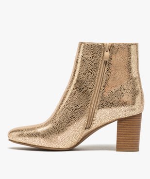 Boots femme à talon carré dessus métallisé vue3 - GEMO(URBAIN) - GEMO