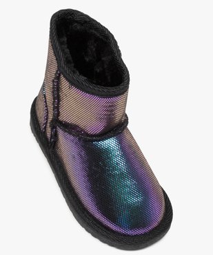 Boots fourrées fille en suédine brillante et irisée violet vue6 - GEMO (ENFANT) - GEMO