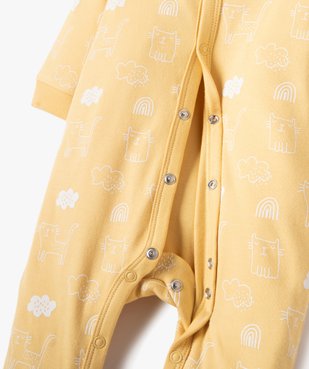 Pyjama bébé en jersey imprimé chat à ouverture ventrale vue2 - GEMO(BB COUCHE) - GEMO