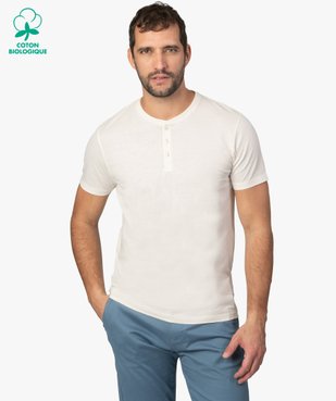 Tee-shirt homme col tunisien 100% coton biologique vue1 - GEMO C4G HOMME - GEMO