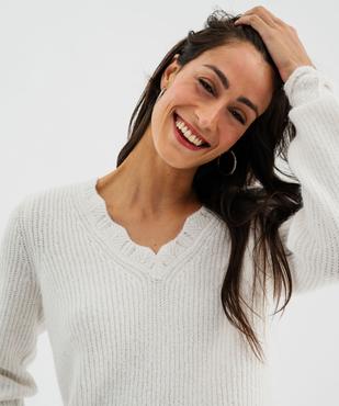 Pull en maille douillette extensible à col V femme vue2 - GEMO 4G FEMME - GEMO