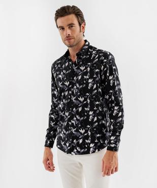 Chemise manches longues coupe droite en coton imprimé homme vue2 - GEMO (HOMME) - GEMO