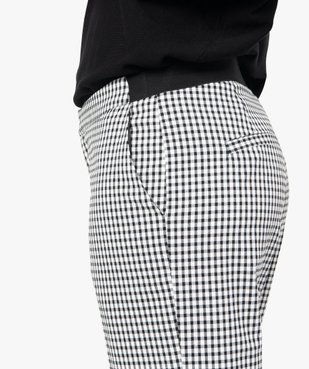 Pantalon femme en toile à motif vichy avec ceinture élastiquée vue2 - GEMO(FEMME PAP) - GEMO