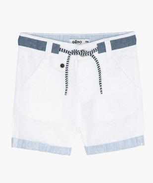 Bermuda bébé garçon à revers rayés vue1 - GEMO(BEBE DEBT) - GEMO