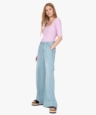 Tee-shirt femme à manches courtes en maille côtelée vue5 - GEMO(FEMME PAP) - GEMO