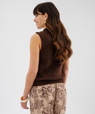 Pull sans manches en maille ajourée avec plastron femme vue3 - GEMO 4G FEMME - GEMO