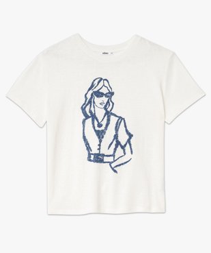 Tee-shirt à manches courtes avec motif esquisse femme vue4 - GEMO(FEMME PAP) - GEMO