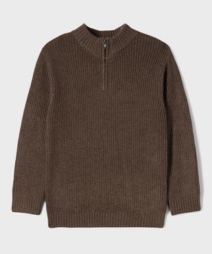 Pull en maille côtelée avec col montant zippé garçon vue1 - GEMO (ENFANT) - GEMO