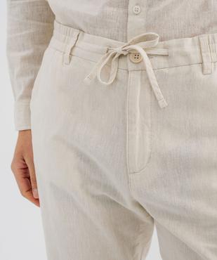 Pantalon en lin et coton coupe Regular homme vue4 - GEMO 4G HOMME - GEMO