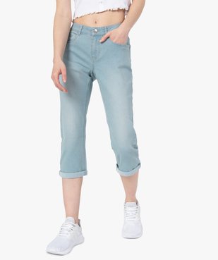 Pantacourt femme en jean délavé 5 poches et taille normale vue1 - GEMO 4G FEMME - GEMO